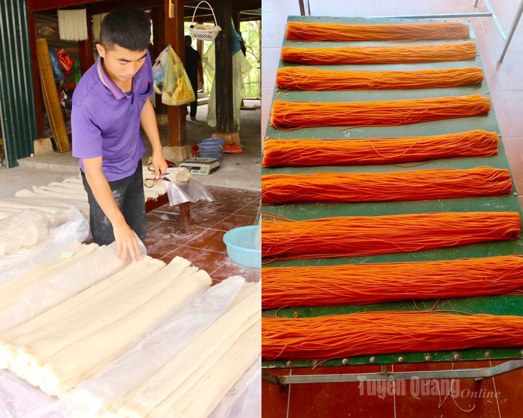 Thin, ivory-white strands flow like silk before being cut into lengths of 70–80 cm, neatly bundled, and left to rest overnight.