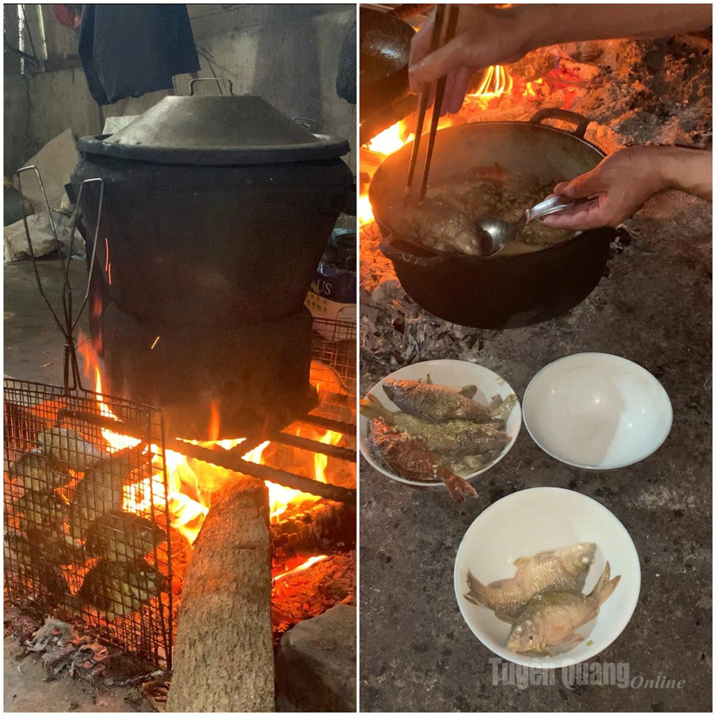 Steamed carp with forest vegetables or carp soup offers a naturally sweet and hearty flavor, warming the heart on cool late-autumn days in the highlands. 