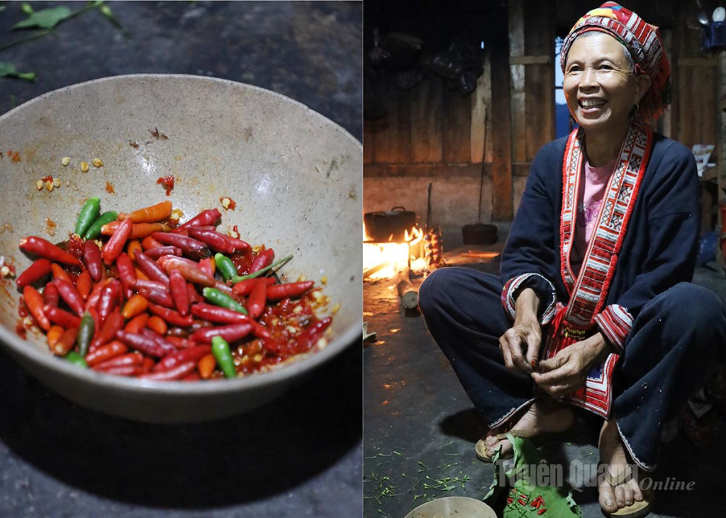 Fresh chili - considered the “soul” of highland cuisine - is an essential ingredient. Pounded together with salt, it becomes a dipping sauce or seasoning that enhances the richness and aroma of every dish.