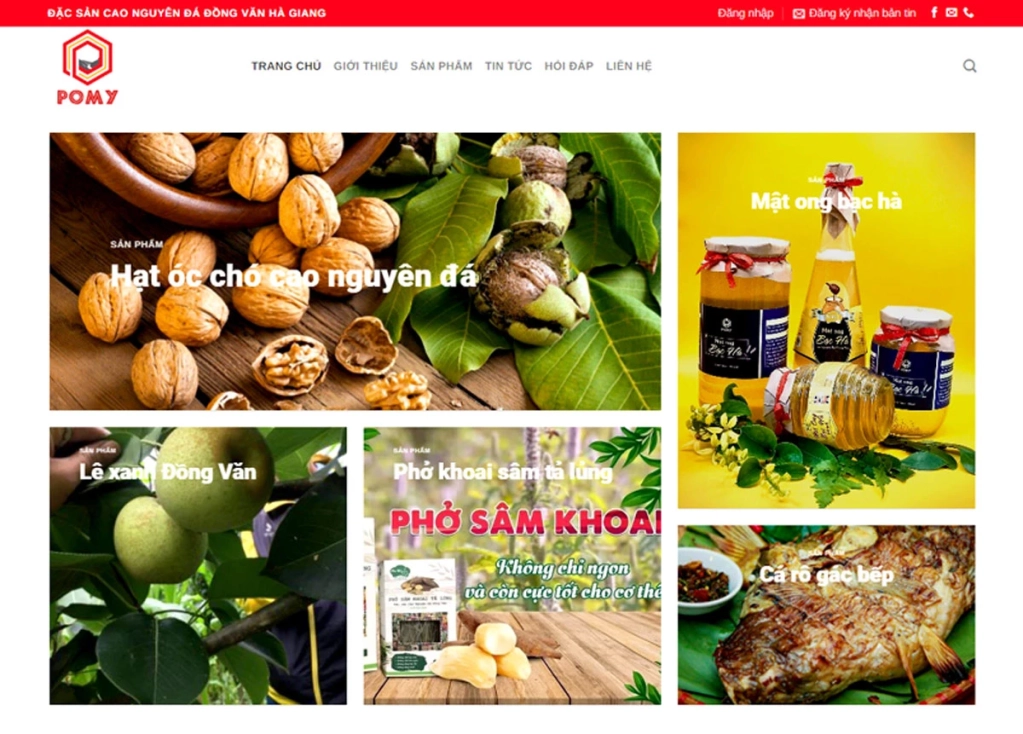 Website của HTX Nông, lâm nghiệp và Dịch vụ thương mại tổng hợp Po Mỷ.