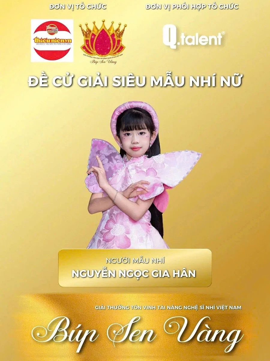 Nguyễn Ngọc Gia Hân được đề cử giải Siêu mẫu nhí của Búp Sen Vàng.