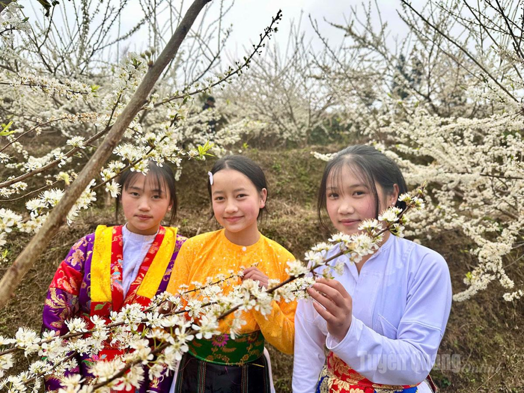 When the plums bloom, ethnic highland women don their finest traditional attire to share in the colors of spring.