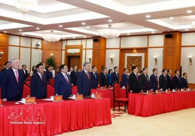 At the flag saluting ceremony (Photo: VNA)