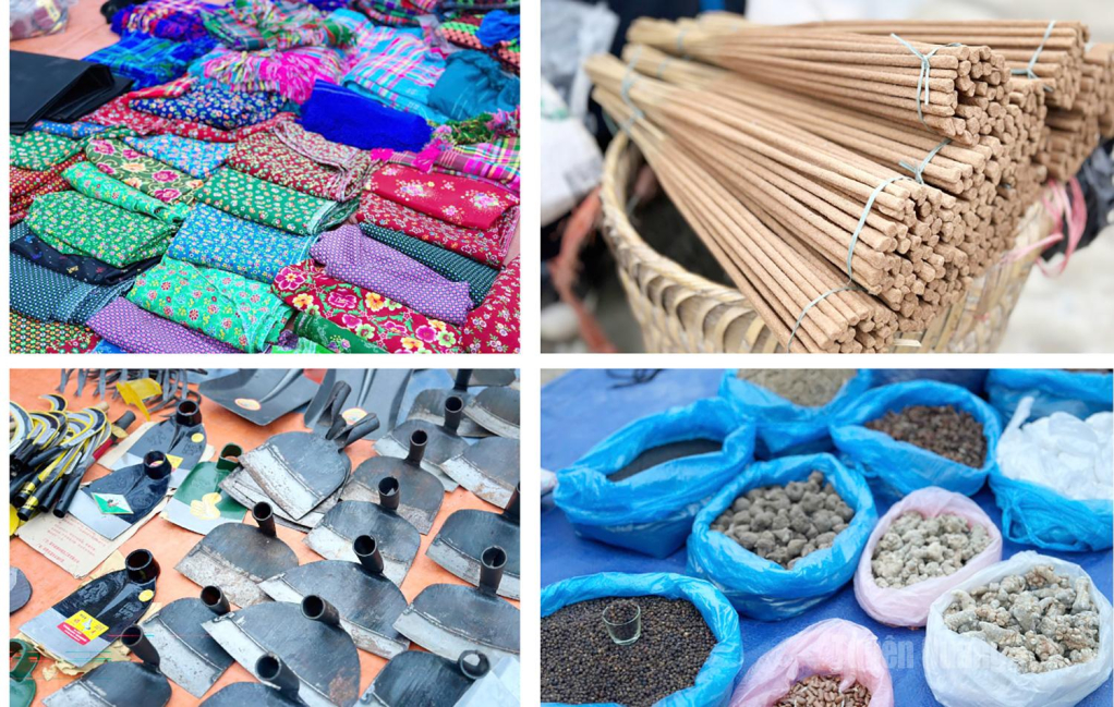 Many local specialties such as green vegetables, honey, free-range pork, traditional paper, regional spices, along with handicrafts like brocade and woven items, are brought to the market.