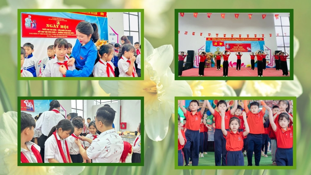 Tại ngày hội Thiếu nhi vui khỏe - Tiến bước lên Đoàn nhiều em thiếu nhi được kết nạp trở thành đội viên Đội TNTP Hồ Chí Minh.