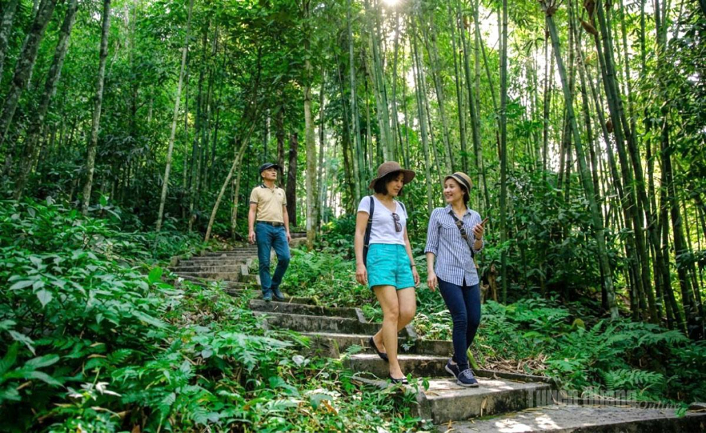  Du khách xuyên qua những tán rừng nguyên sinh để khám phá di tích danh thắng Quốc gia thác Tiên - đèo Gió