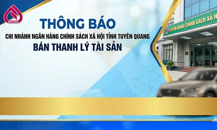 Chi nh&aacute;nh Ng&acirc;n h&agrave;ng Ch&iacute;nh s&aacute;ch x&atilde; hội tỉnh Tuy&ecirc;n Quang th&ocirc;ng b&aacute;o về việc b&aacute;n thanh l&yacute; t&agrave;i sản