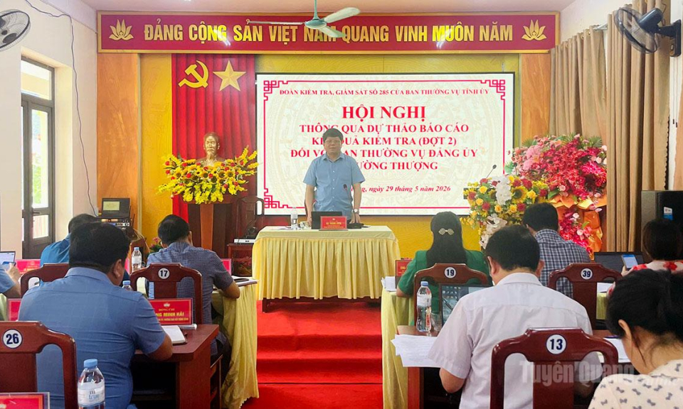 Đo&agrave;n kiểm tra, gi&aacute;m s&aacute;t của ban Thường vụ Tỉnh ủy l&agrave;m việc với Ban Thường vụ Đảng ủy x&atilde; Đường Thượng, Ngọc Đường