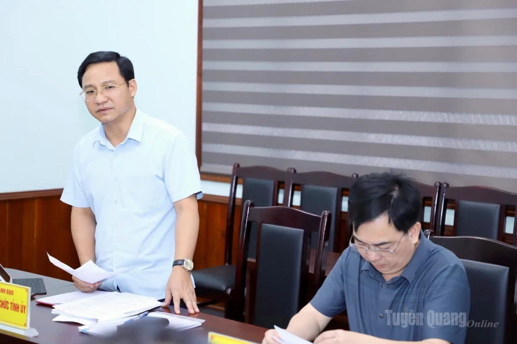 Lãnh đạo Ban Tổ chức Tỉnh uỷ tham gia ý kiến tại cuộc họp.