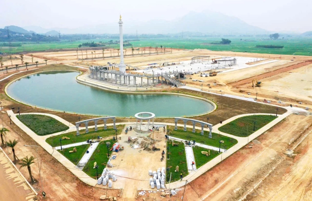 Toàn cảnh dự án KĐT Danko Center phường Minh Xuân, tỉnh Tuyên Quang đang gấp rút được hoàn thành.