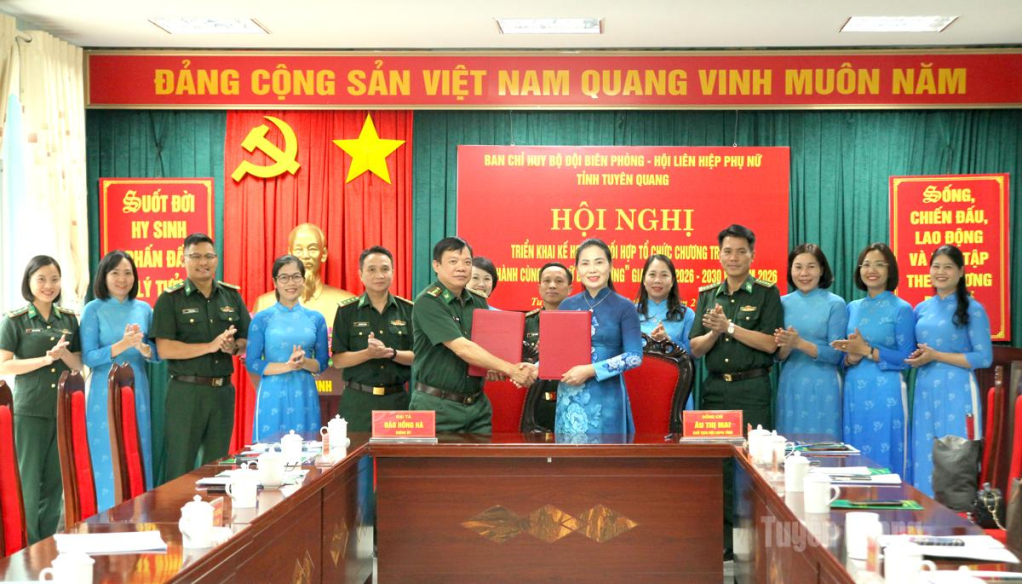 Ban Chỉ huy Bộ đội Biên phòng tỉnh và Hội Liên hiệp Phụ nữ tỉnh ký kết chương trình phối hợp giai đoạn 2026 – 2030.