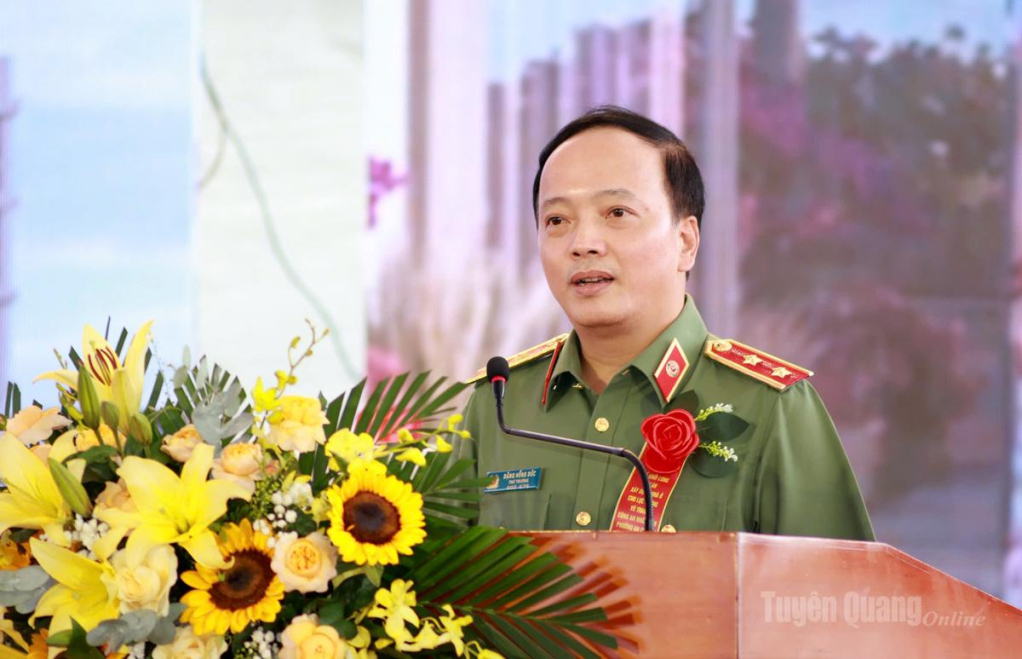 Trung tướng Đặng Hồng Đức, Thứ trưởng Bộ Công an phát biểu tại lễ khởi công.