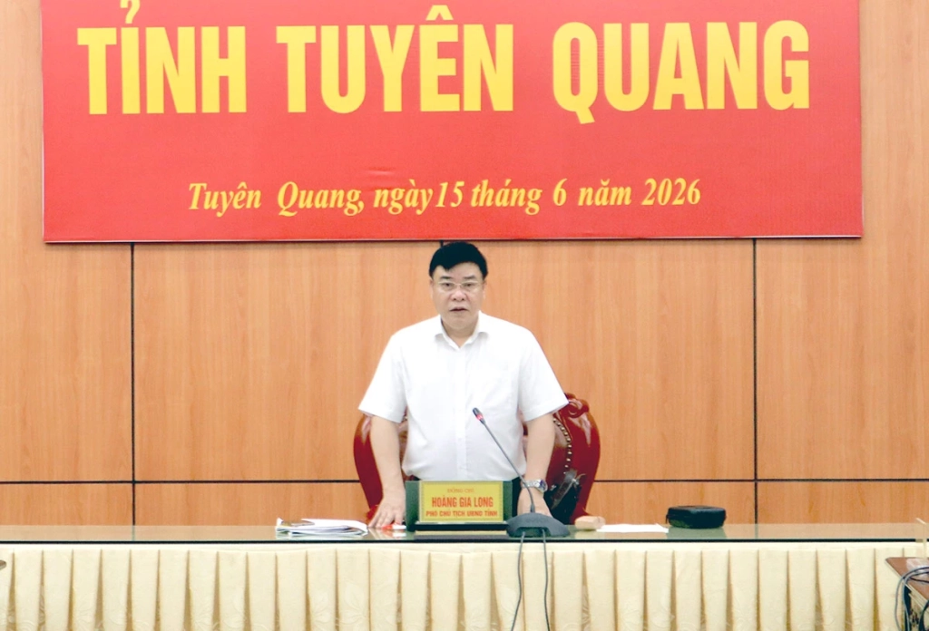 Đồng chí Hoàng Gia Long, Ủy viên Ban Thường vụ Tỉnh ủy, Phó Chủ tịch UBND tỉnh chủ trì buổi làm việc.