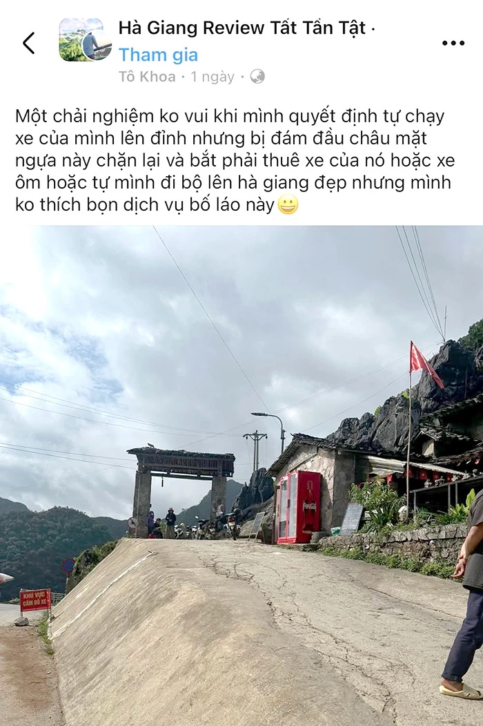 Tài khoản facebook Tô Khoa đăng tải thông tin trên mạng xã hội về nội dung bị bắt sử dụng dịch vụ xe ôm.