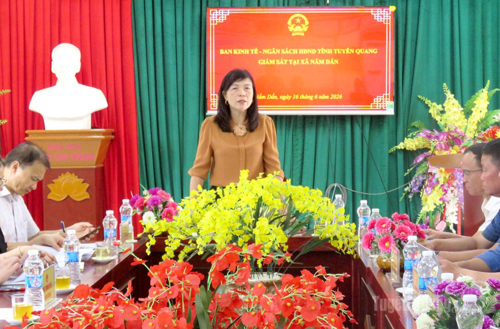 Đồng chí Phạm Thị Minh Xuân, Phó Chủ tịch HĐND tỉnh chủ trì buổi làm việc với xã Nấm Dẩn.