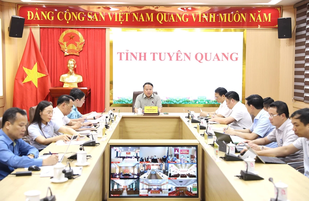 Chủ tịch UBND tỉnh Phan Huy Ngọc chủ trì cuộc họp.