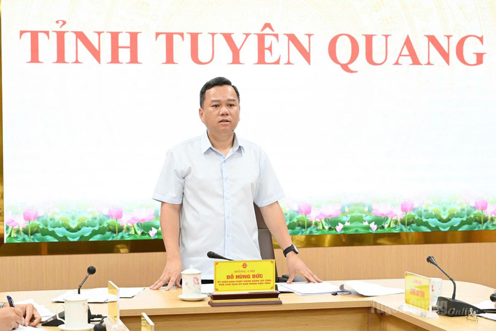 Đồng chí Đỗ Hùng Đức, Ủy viên BCH Đảng bộ tỉnh, Phó Chủ tịch UBND tỉnh phát biểu kết luận cuộc họp.