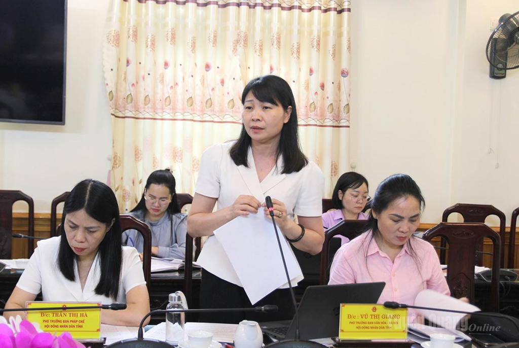 Lãnh đạo Ban Văn hóa - Xã hội HĐND tỉnh phát biểu ý kiến tại cuộc họp.