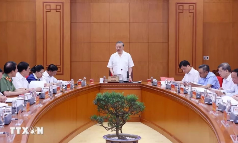Tổng B&iacute; thư, Chủ tịch nước chủ tr&igrave; cuộc l&agrave;m việc về Đề &aacute;n X&acirc;y dựng x&atilde; hội trật tự, kỷ cương