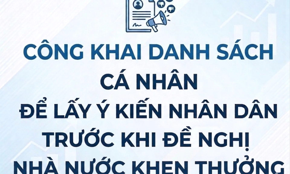 C&ocirc;ng khai danh s&aacute;ch c&aacute; nh&acirc;n để lấy &yacute; kiến Nh&acirc;n d&acirc;n trước khi đề nghị Nh&agrave; nước khen thưởng