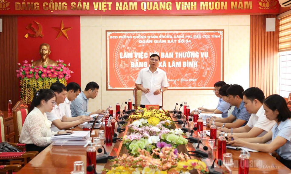 Đo&agrave;n Gi&aacute;m s&aacute;t số 04 l&agrave;m việc với x&atilde; L&acirc;m B&igrave;nh