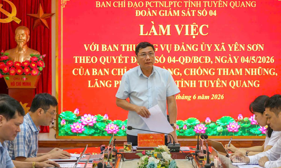 Đo&agrave;n Gi&aacute;m s&aacute;t số 04 l&agrave;m việc với Ban Thường vụ Đảng ủy x&atilde; Y&ecirc;n Sơn