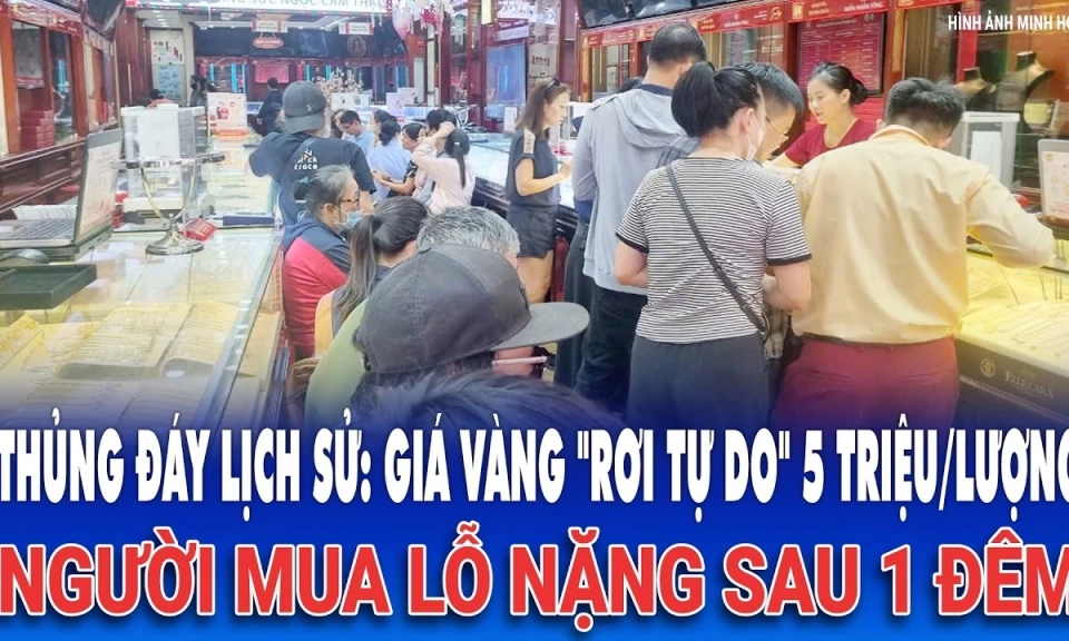 Gi&aacute; v&agrave;ng "rơi tự do" 5 triệu/lượng, người mua lỗ nặng sau 1 đ&ecirc;m