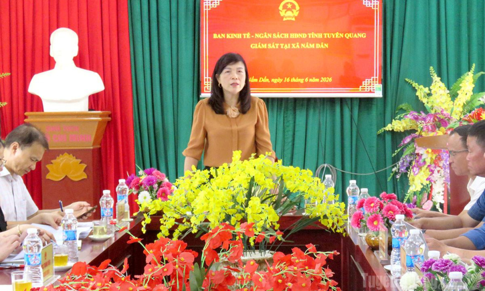 Đo&agrave;n gi&aacute;m s&aacute;t của Ban Kinh tế - Ng&acirc;n s&aacute;ch HĐND tỉnh l&agrave;m việc tại x&atilde; Nấm Dẩn
