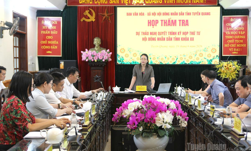 Ban Văn h&oacute;a - X&atilde; hội thẩm tra dự thảo nghị quyết tr&igrave;nh Kỳ họp thứ tư, HĐND tỉnh kh&oacute;a XX