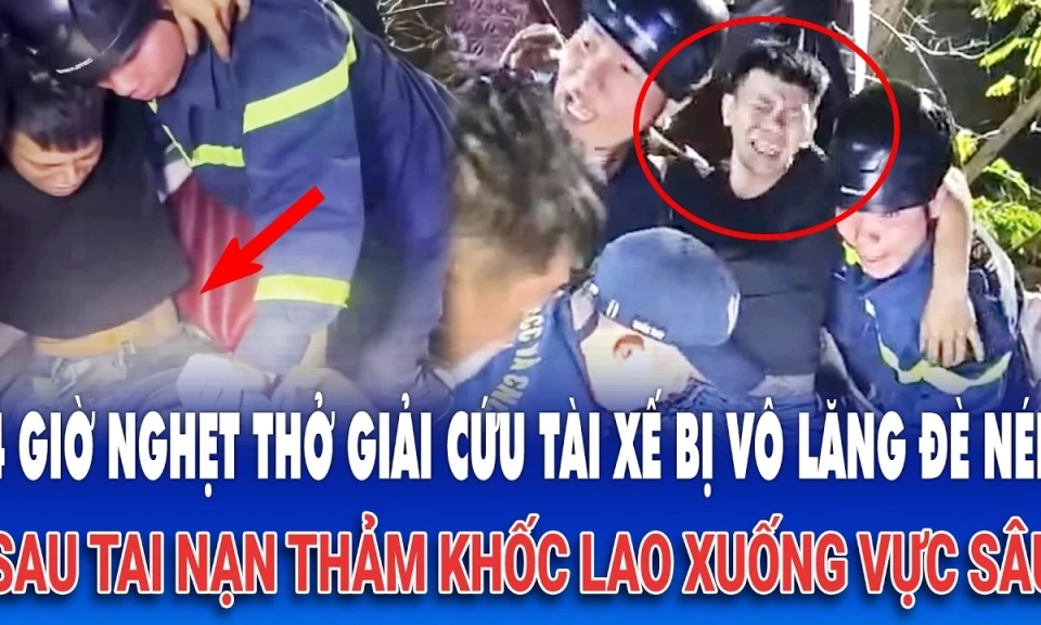 4 giờ nghẹt thở giải cứu t&agrave;i xế bị v&ocirc; lăng đ&egrave; n&eacute;n