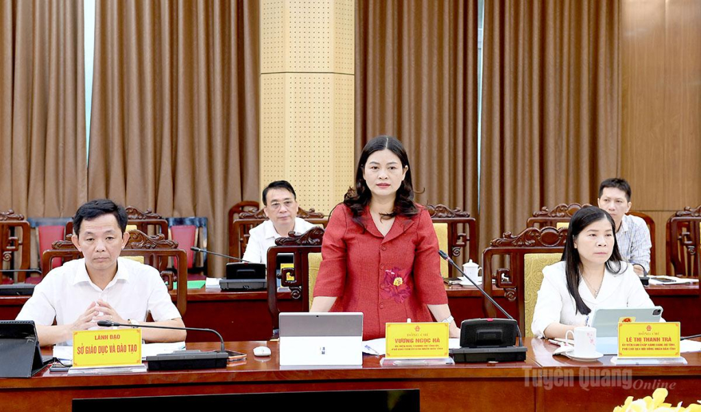 Đồng chí Vương Ngọc Hà, Ủy viên Ban Thường vụ Tỉnh ủy, Phó Chủ tịch UBND tỉnh phát biểu tại buổi làm việc.