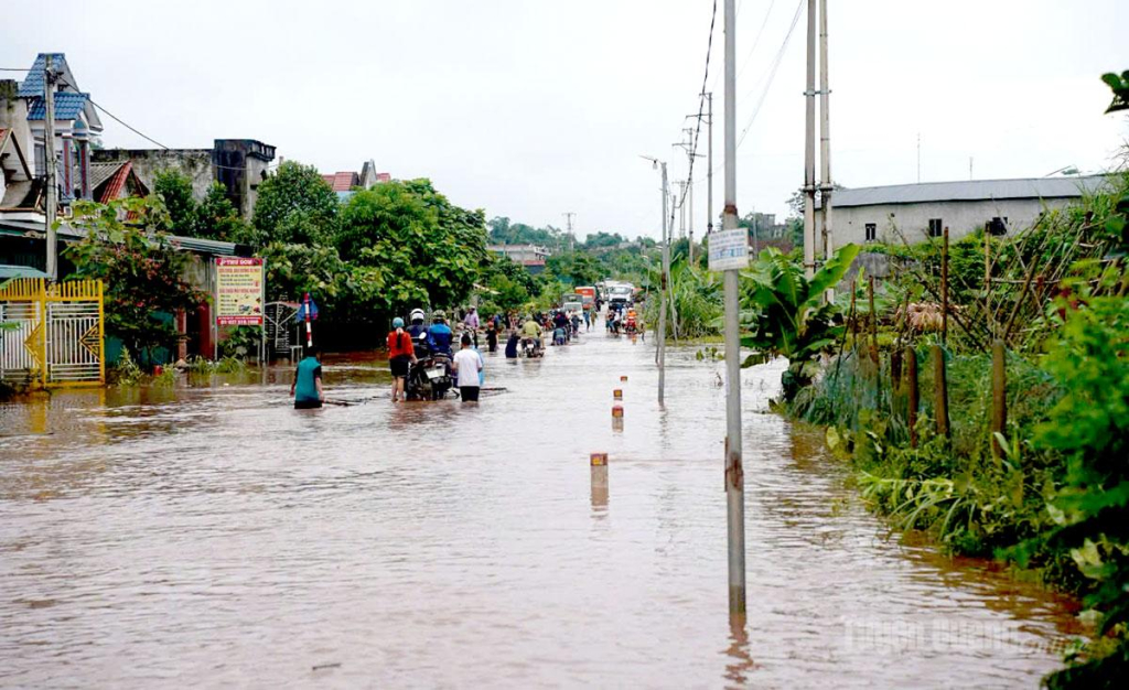 Tình trạng ngập úng liên tục tái diễn khi mưa lớn gây thiệt hại về tài sản, ảnh hưởng đến sản xuất, sinh hoạt của người dân và việc lưu thông trên tuyến Quốc lộ 279.