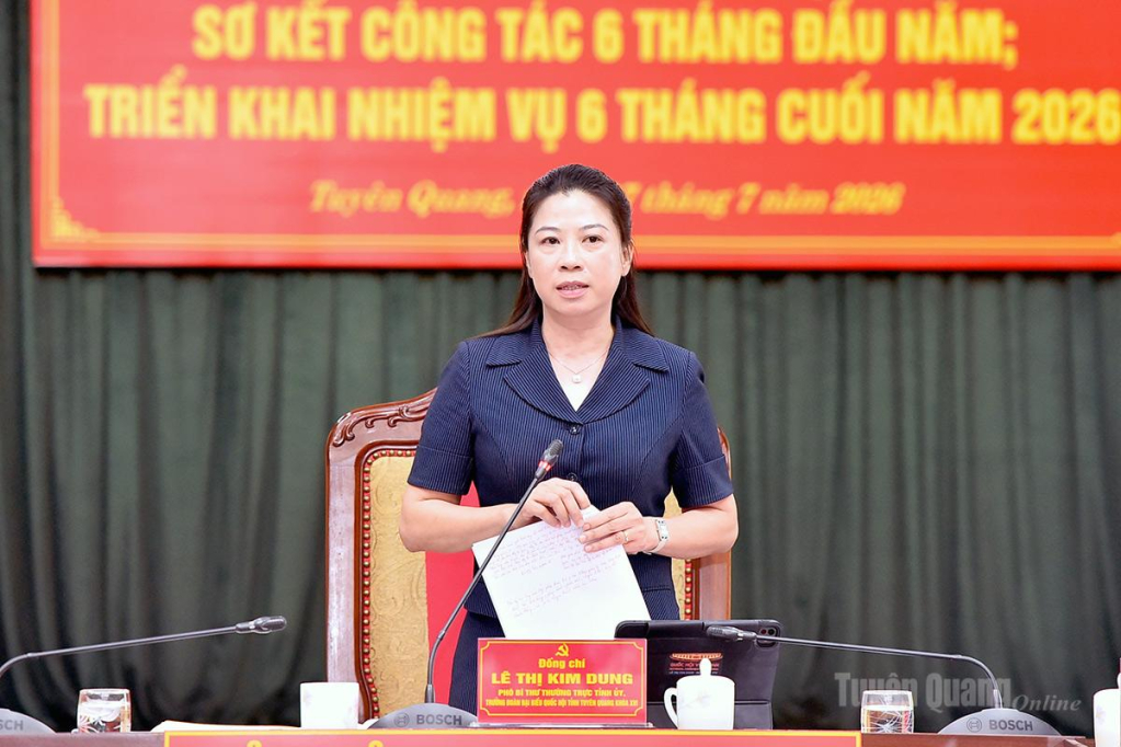 Đồng chí Lê Thị Kim Dung, Phó Bí thư Thường trực Tỉnh ủy phát biểu kết luận tại hội nghị.