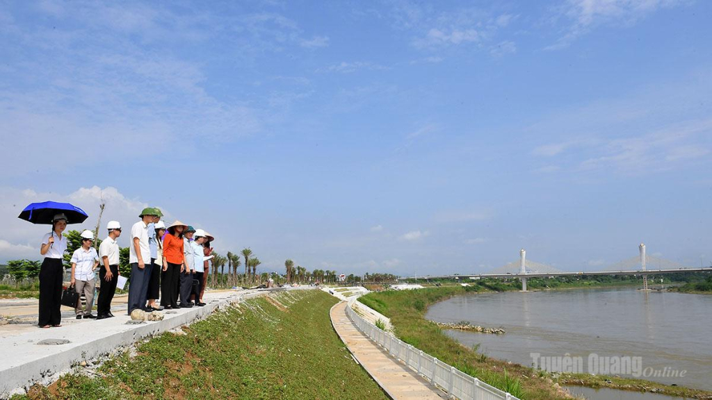 Đoàn giám sát của Thường trực HĐND tỉnh khảo sát thực tế tại khu vực thực hiện Dự án khu đô thị Riverside phường An Tường.
