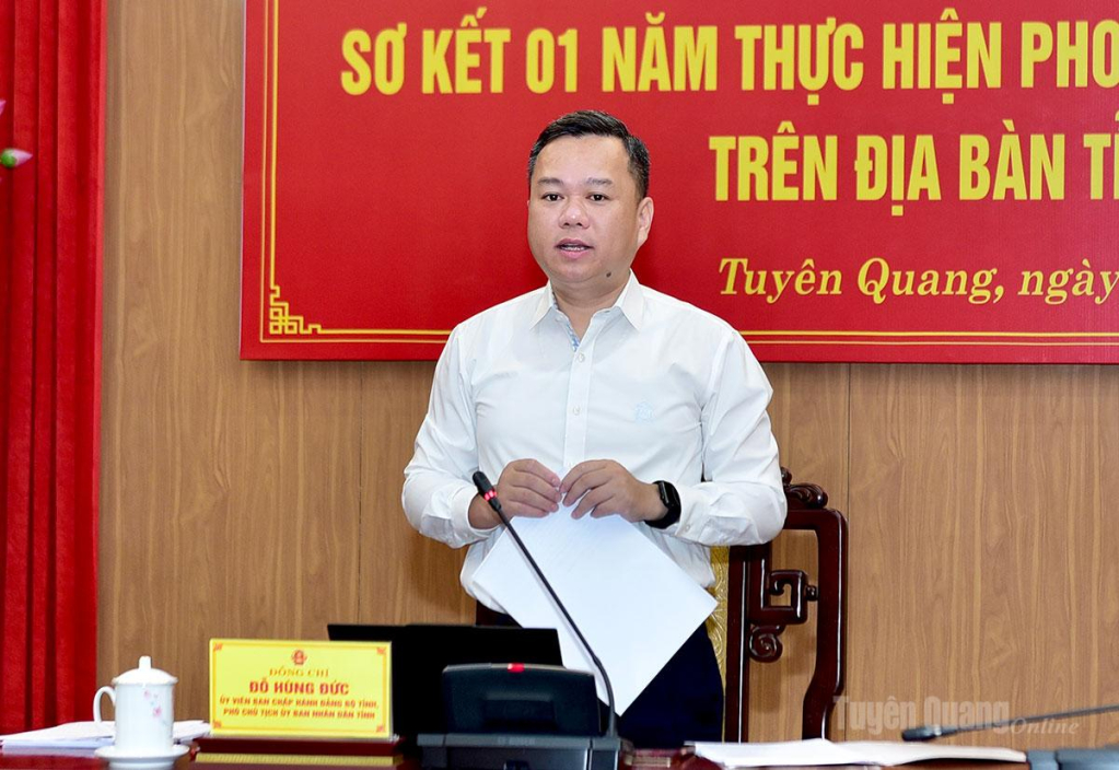 Phó Chủ tịch UBND tỉnh Đỗ Hùng Đức phát biểu kết luận hội nghị.