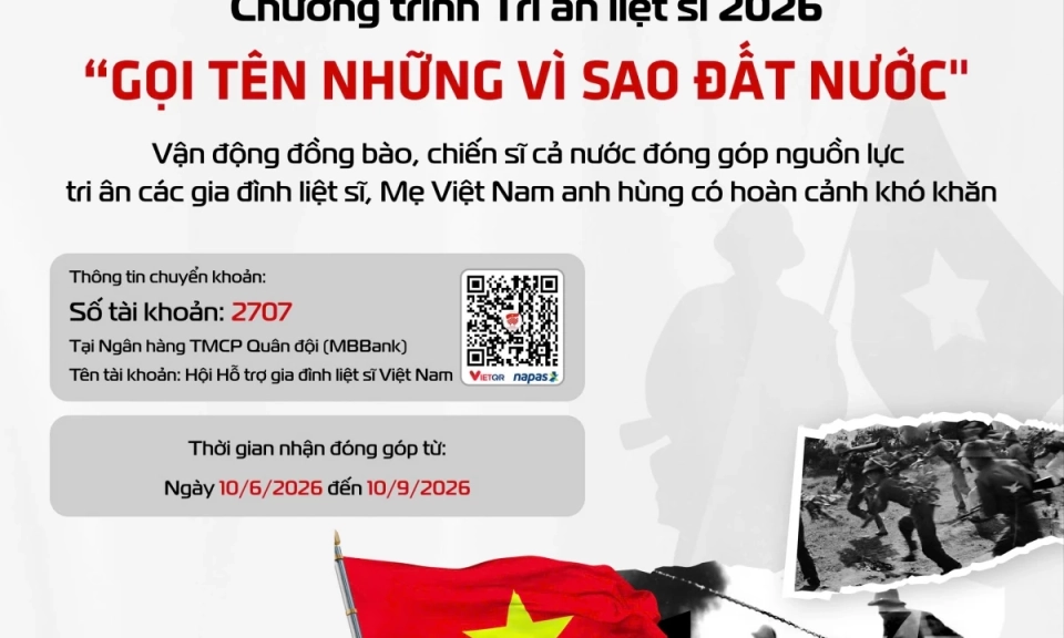 Chung tay ủng hộ chiến dịch Tri &acirc;n liệt sĩ năm 2026