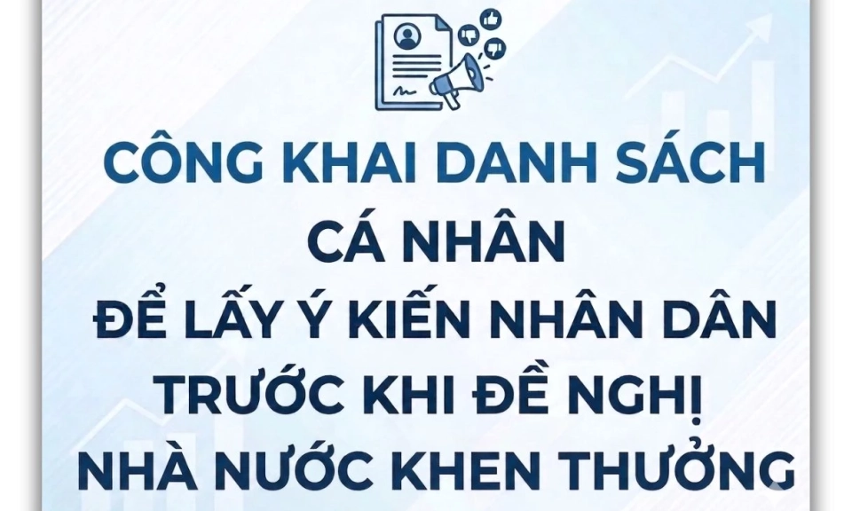 C&ocirc;ng khai danh s&aacute;ch c&aacute; nh&acirc;n để lấy &yacute; kiến Nh&acirc;n d&acirc;n trước khi đề nghị Nh&agrave; nước khen thưởng