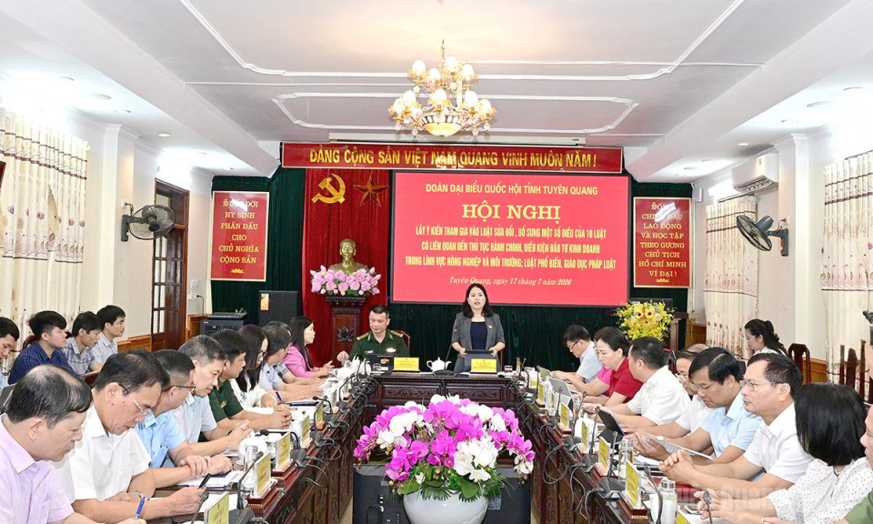 Đo&agrave;n ĐBQH tỉnh lấy &yacute; kiến đ&oacute;ng g&oacute;p v&agrave;o c&aacute;c dự &aacute;n luật tr&igrave;nh Kỳ họp kh&ocirc;ng thường lệ thứ Nhất, Quốc hội kho&aacute; XVI
