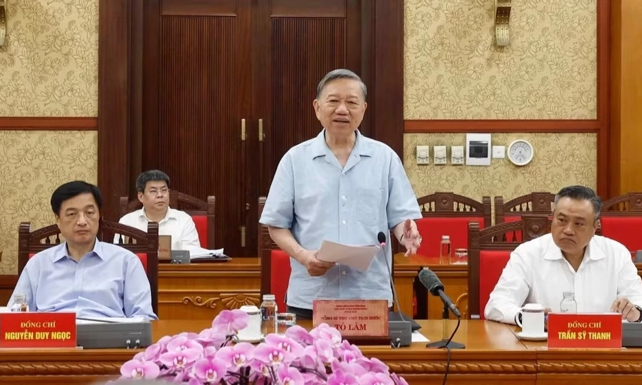 Tổng B&iacute; thư, Chủ tịch nước T&ocirc; L&acirc;m l&agrave;m việc với Ban Thường vụ Đảng ủy Thanh tra Ch&iacute;nh phủ