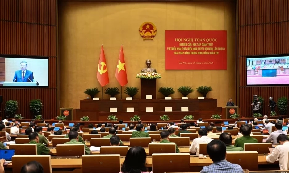 Hội nghị to&agrave;n quốc qu&aacute;n triệt v&agrave; triển khai thực hiện Nghị quyết Hội nghị lần thứ ba Ban Chấp h&agrave;nh Trung ương Đảng kh&oacute;a XIV