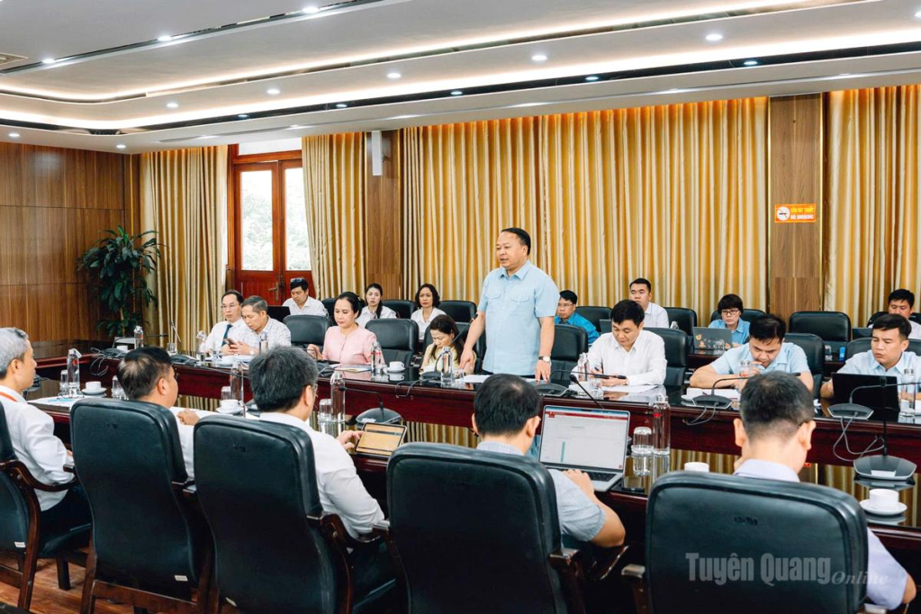 Chủ tịch UBND tỉnh phát biểu tại buổi làm việc.