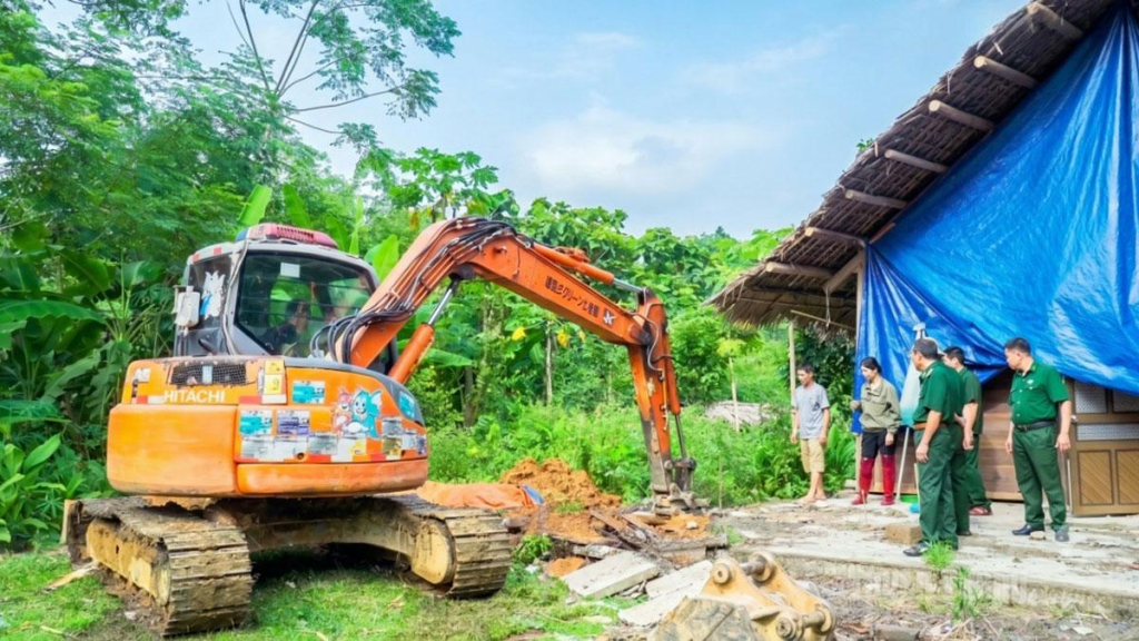 Khởi công xây dựng nhà cho chị Hoàng Thị Vân, thôn Phổ Vền, xã Tân Mỹ.