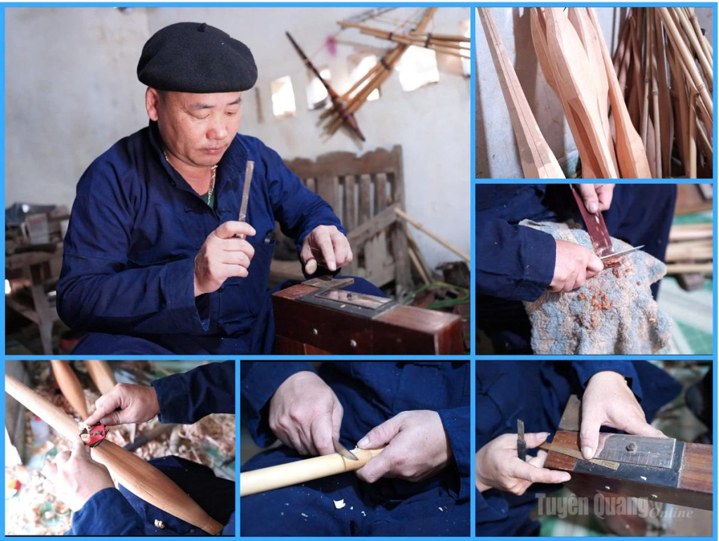 Đôi tay khéo léo của Nghệ nhân ưu tú Mua Mí Nam tạo ra những chiếc khèn Mông chất lượng.