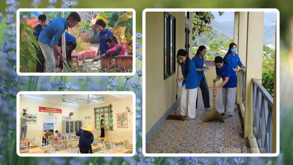Vệ sinh trường lớp sạch đẹp, khang trang đón ngày khai giảng.