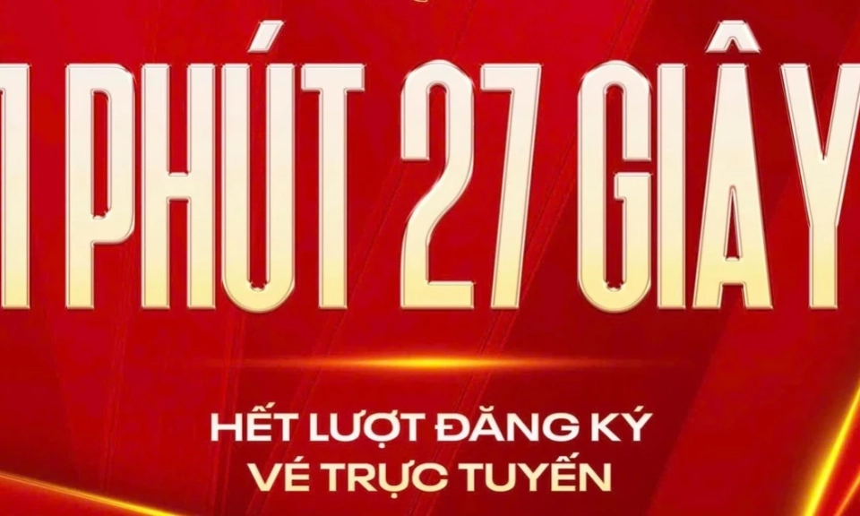 Hơn 5,7 triệu lượt y&ecirc;u cầu, v&eacute; chương tr&igrave;nh "Tổ quốc trong tim" 2026 hết chỉ sau 1 ph&uacute;t 27 gi&acirc;y