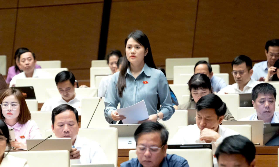 Đại biểu Quốc hội Vương Thị Hương g&oacute;p &yacute; ho&agrave;n thiện dự &aacute;n Luật Phổ biến, gi&aacute;o dục ph&aacute;p luật (sửa đổi)