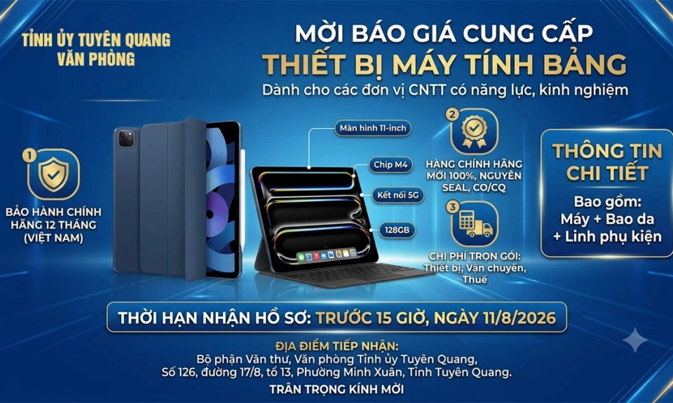Mời b&aacute;o gi&aacute; cung cấp thiết bị m&aacute;y t&iacute;nh bảng