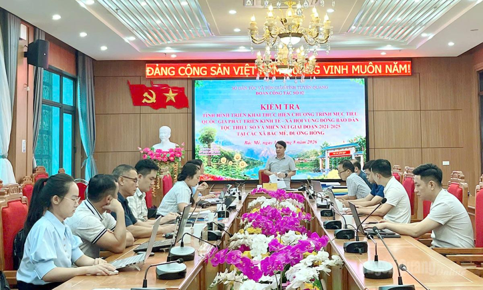 Sở D&acirc;n tộc v&agrave; T&ocirc;n gi&aacute;o kiểm tra t&igrave;nh h&igrave;nh thực hiện Chương tr&igrave;nh Mục ti&ecirc;u quốc gia tại c&aacute;c x&atilde; Gi&aacute;p Trung, Bắc M&ecirc;, Đường Hồng