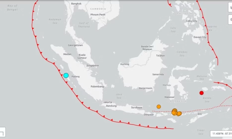 Động đất với cường độ 5,6 l&agrave;m rung chuyển v&ugrave;ng biển Indonesia