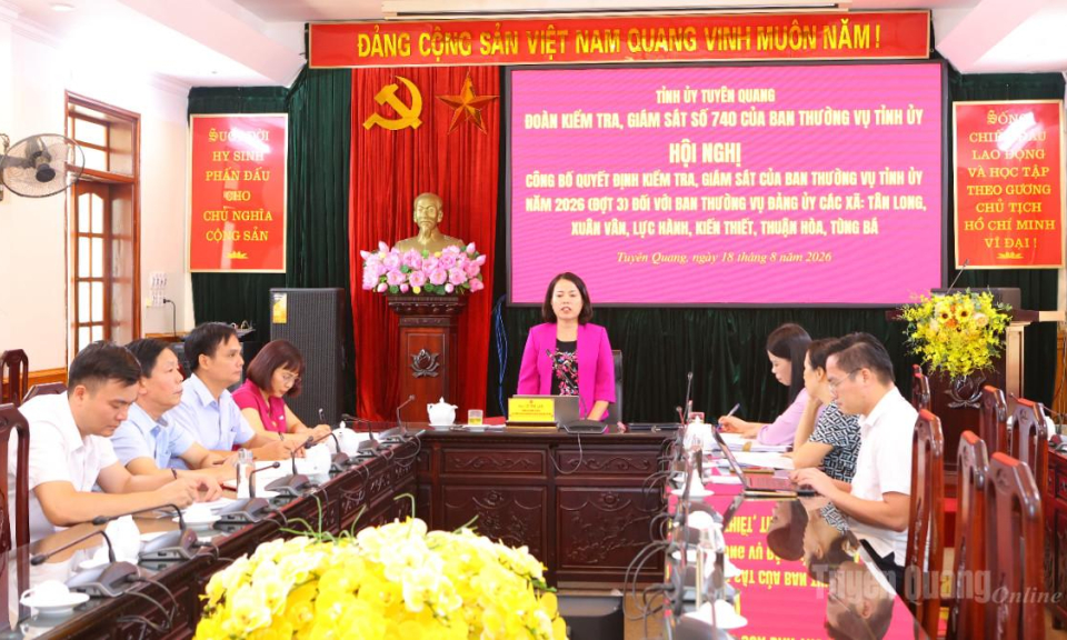 C&ocirc;ng bố Quyết định đo&agrave;n kiểm tra, gi&aacute;m s&aacute;t số 740 của Ban Thường vụ Tỉnh ủy tại 6 x&atilde;